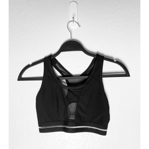 Women’s Nike Dri-Fit Sports Bra Mesh Front & Racerback Black Workout Athleisure - Picture 3 of 8